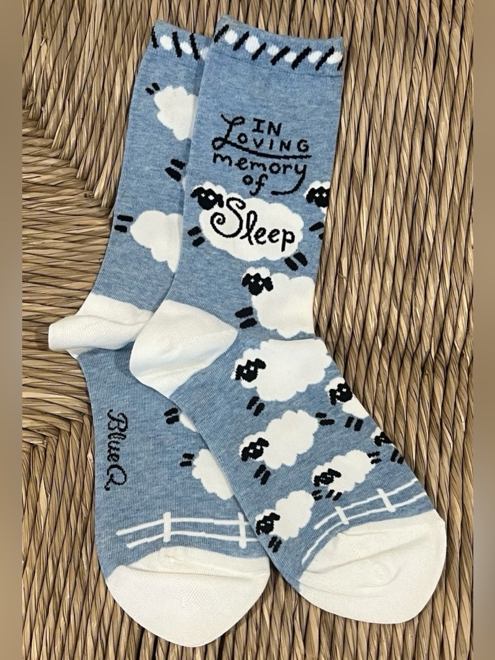 Blue Q Brand Womens Crew Socks In Loving Memory Of Sleep Size 5-10